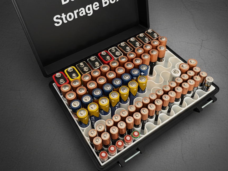 Tištěný box s vložkou na baterie různých velikostí